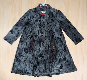 An Ren New York Tunic Top Button Shirt Small Velvet Burnout Floral Art NEW